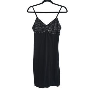 Natori Black Lace Babydoll Sleep Dress Sz M Adjustable Straps Soft Pleated Bust